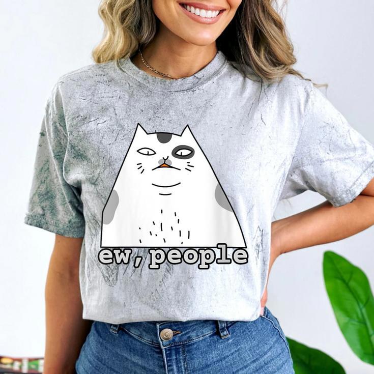 Ew People Introvert Sayings Sarcastic Cat Quote Comfort Color Blast T-Shirt