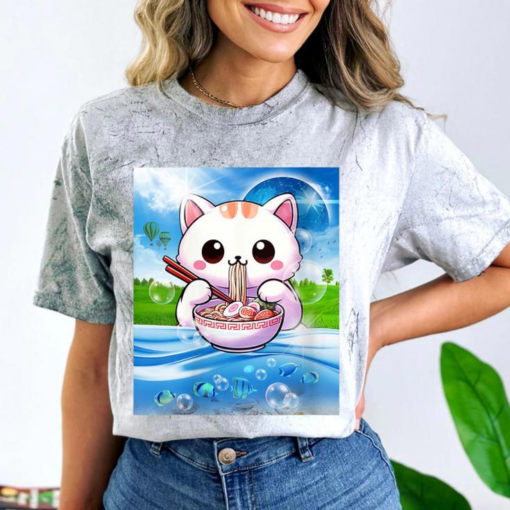 Frutiger Aero Aesthetic Tech Kawaii Ramen Cat Fishes Comfort Color Blast T-Shirt Frutiger Aero Aesthetic Tech Kawaii Ramen Cat Fishes Comfort Color Blast T-Shirt