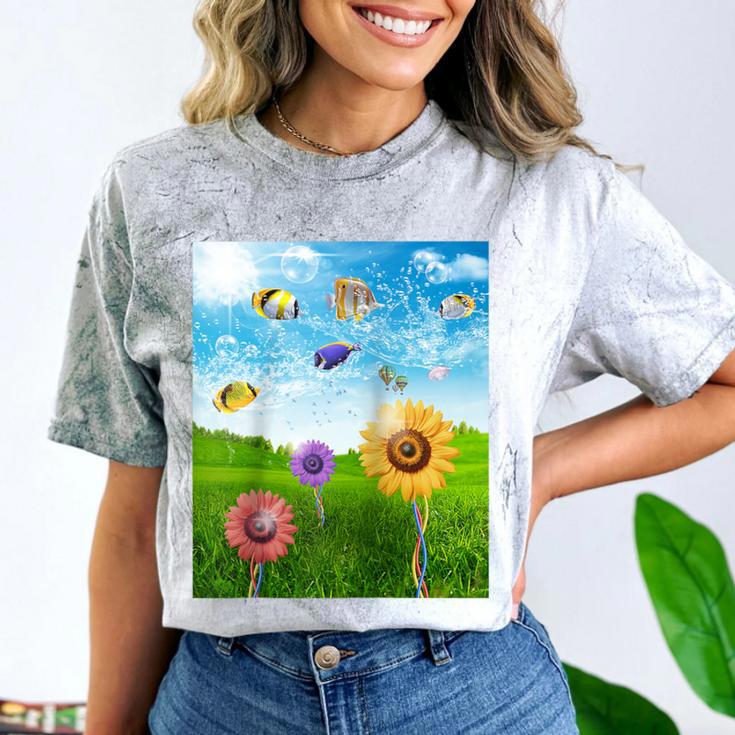 Frutiger Aero Aesthetic Tech Scenery Fishes Sunflower Raglan Baseball Tee Comfort Color Blast T-Shirt Frutiger Aero Aesthetic Tech Scenery Fishes Sunflower Raglan Baseball Tee Comfort Color Blast T-Shirt