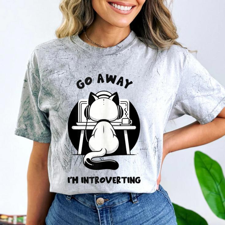 Go Away I'm Introverting Cat With Coffee Comfort Color Blast T-Shirt Go Away I'm Introverting Cat With Coffee Comfort Color Blast T-Shirt