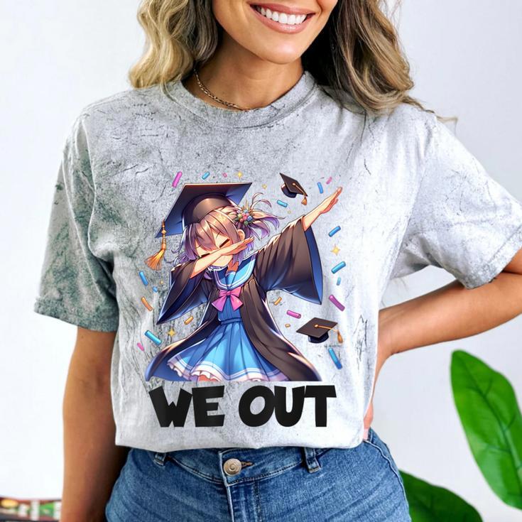 We Out Graduate Dabbing Anime Girl Grad Graduation Comfort Color Blast T-Shirt