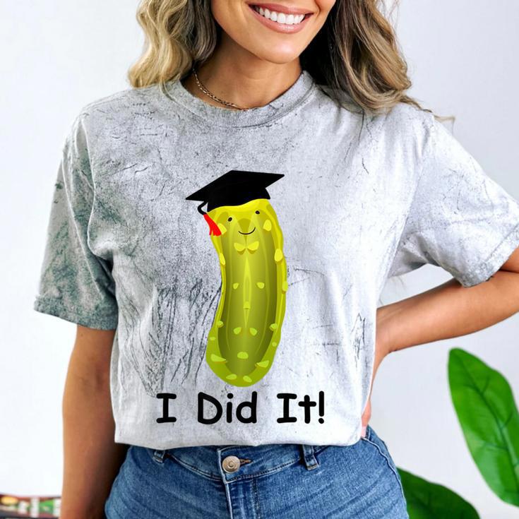 Graduation Cap Wearing Big Dill Pickle I Did It Graduate Fun Comfort Color Blast T-Shirt