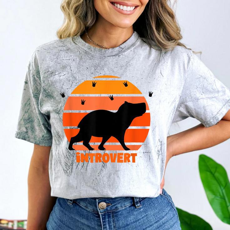 Introvert Retro Sunset Capybara Tee Comfort Color Blast T-Shirt Introvert Retro Sunset Capybara Tee Comfort Color Blast T-Shirt