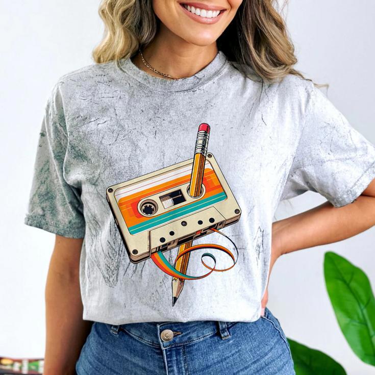 Retro Cassette Tape & Pencil Rewind Nostalgia Party 80s 90s Comfort Color Blast T-Shirt