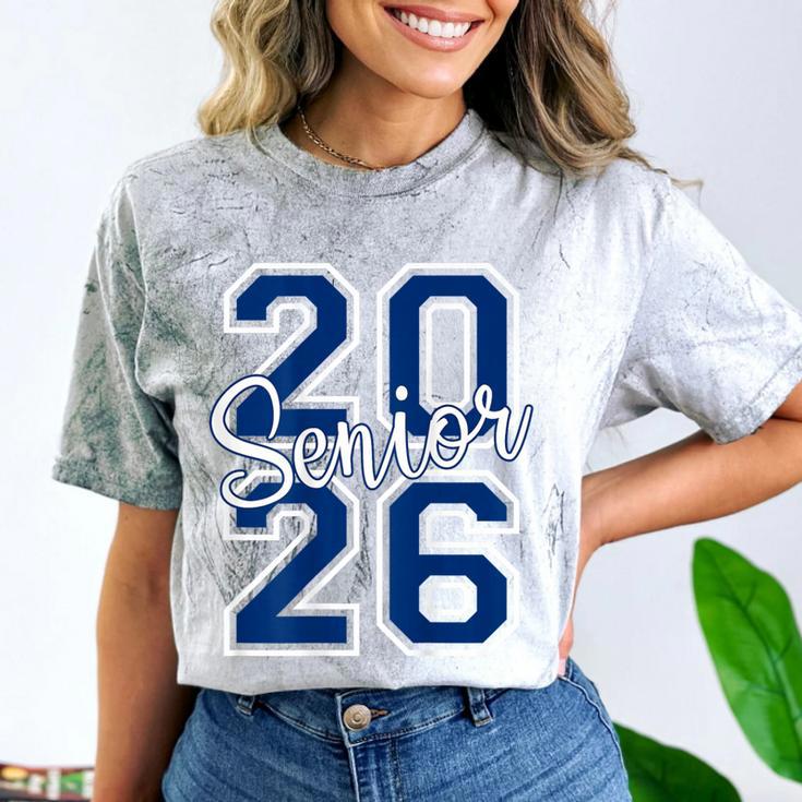 Senior 2026 Graduation Varsity Navy Blue On The Back Comfort Color Blast T-Shirt