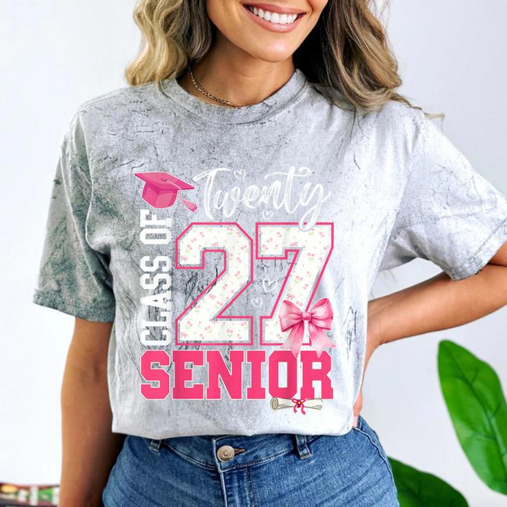 Senior 2027 Class Of 2027 Pink Coquette Bow Graduation Girl Comfort Color Blast T-Shirt