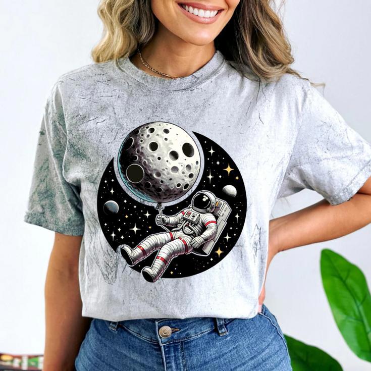 Astronaut Aesthetic Holding Moon Balloon Planets Introvert Comfort Color Blast T-Shirt