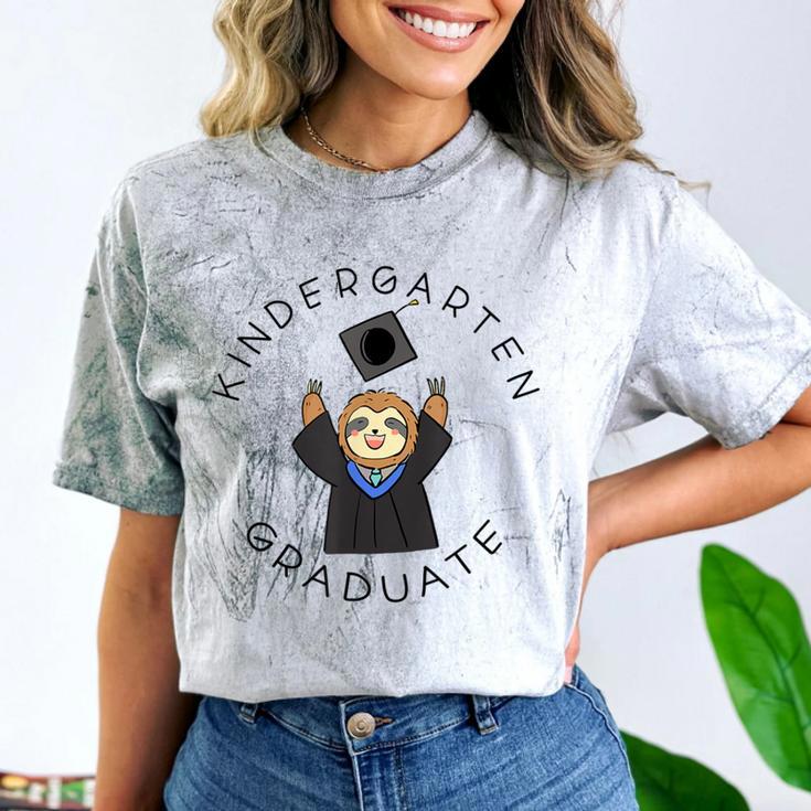 Boys Girls Kindergarten Graduate Sloth Graduation Cap Comfort Color Blast T-Shirt