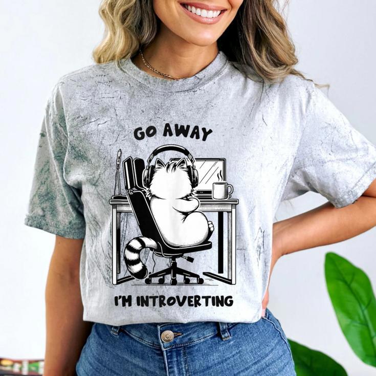 Cat With Coffee On Computer Go Away I'm Introverting Comfort Color Blast T-Shirt