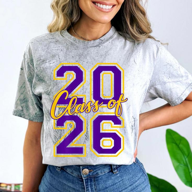 Class Of 2026 Graduation Varsity Purple Yellow On The Back Comfort Color Blast T-Shirt