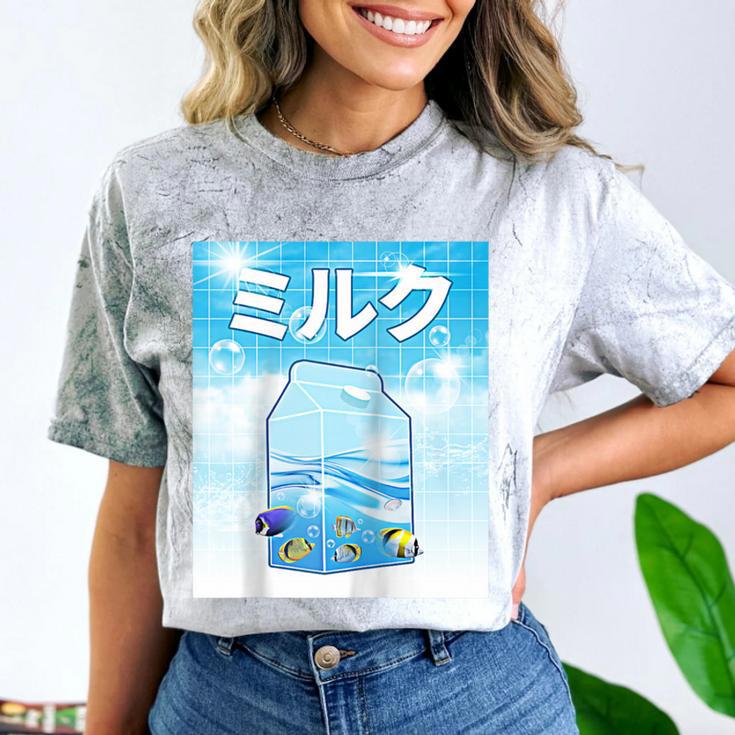 Frutiger Aero Aesthetic Tech Kawaii Milk Underwater Fishes Raglan Baseball Tee Comfort Color Blast T-Shirt