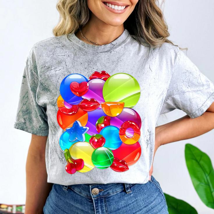 Frutiger Aero Aesthetic Tech Orb Pattern Heart Cherry Lips Raglan Baseball Tee Comfort Color Blast T-Shirt