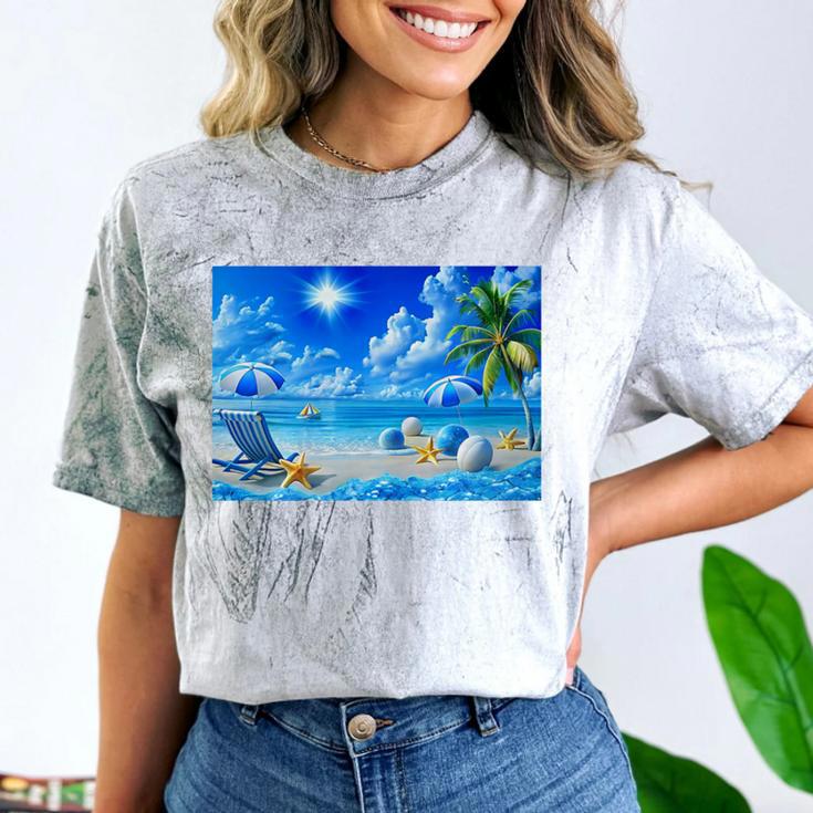 Frutiger Aero Beach Y2k Aesthetic Palm Tree Sand Ocean Premium Comfort Color Blast T-Shirt