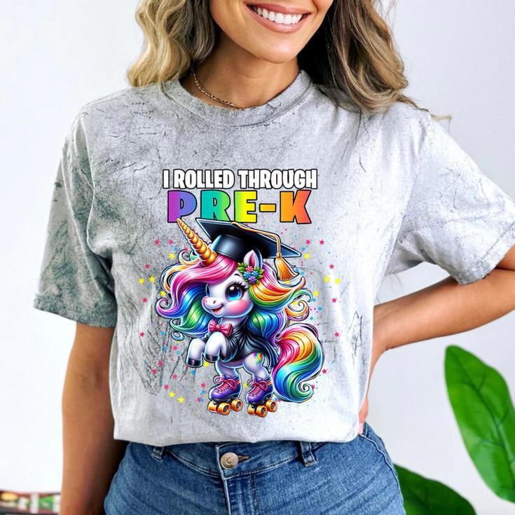 Graduation Pre-K Unicorn Roller Skate Girls Preschool Grad Comfort Color Blast T-Shirt