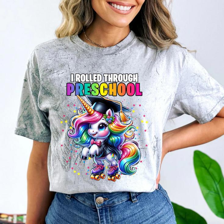 Graduation Preschool Unicorn Roller Skate Girls Pre-K Grad Comfort Color Blast T-Shirt