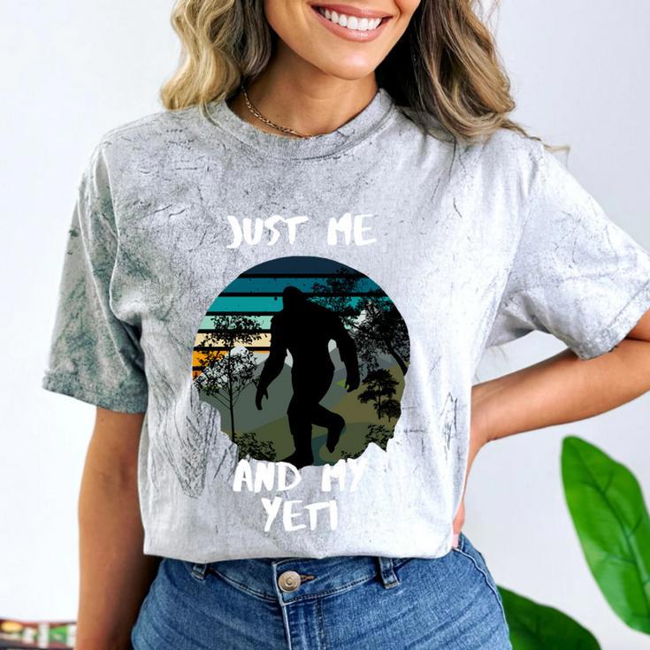Just Me And My Yeti Retro Sunset Mountain Hiking Introvert Comfort Color Blast T-Shirt