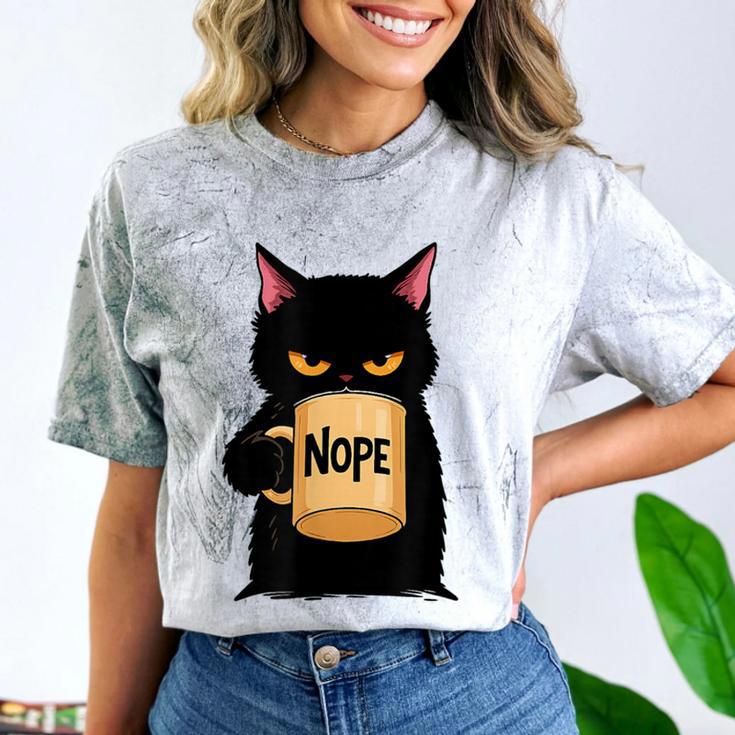 Nope Coffee Cat – Introvert Humor Monday Kitty Comfort Color Blast T-Shirt