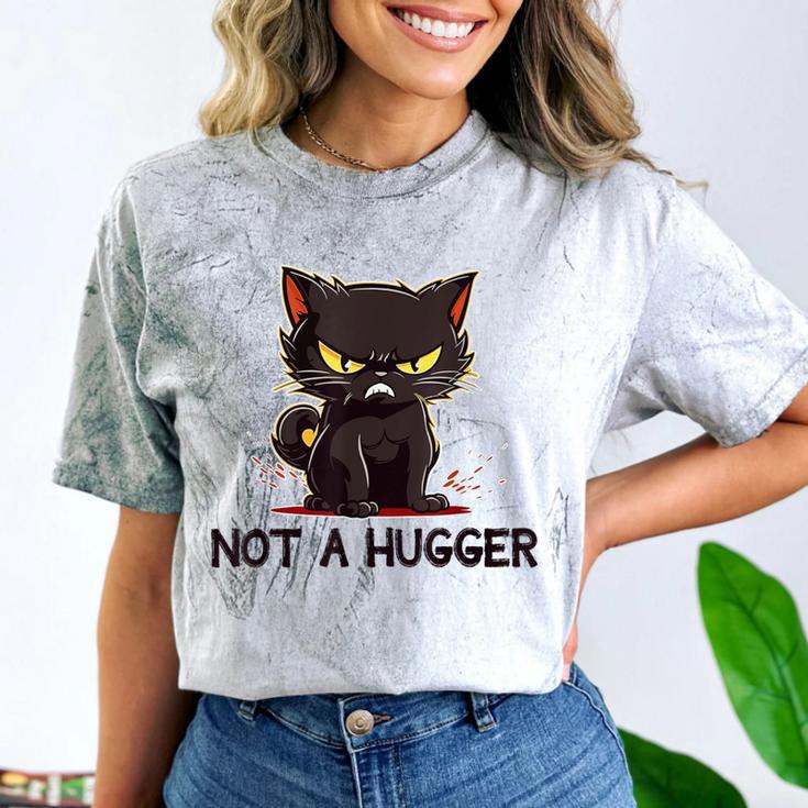 Not A Hugger Tee Angry Cat Sarcastic Cute Introvert Comfort Color Blast T-Shirt