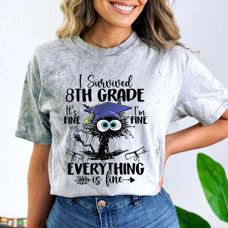 I Survived 8th Grade Graduated  Cat Graduation Comfort Color Blast T-Shirt