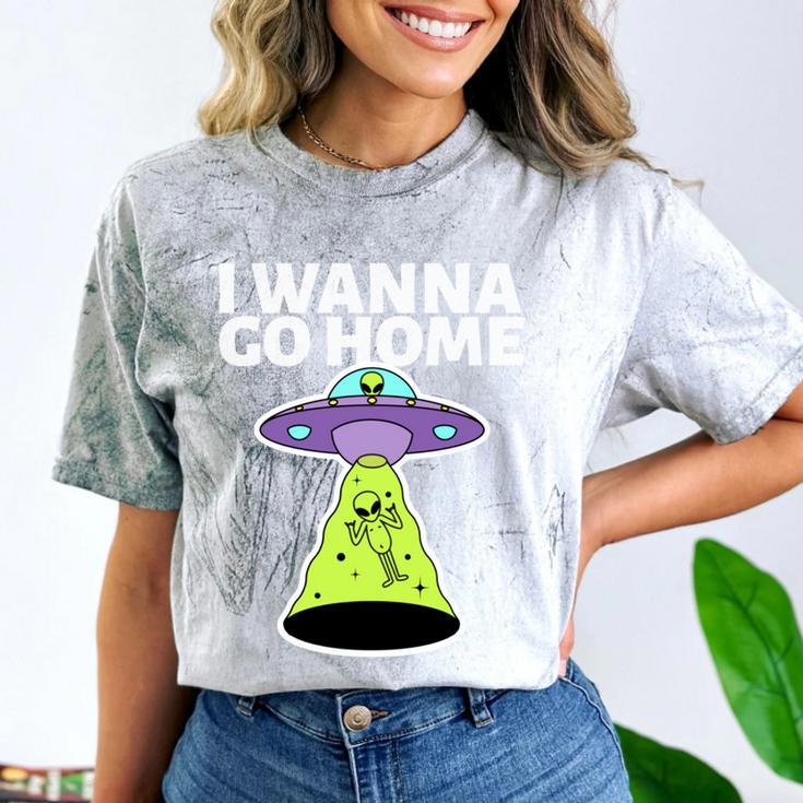 I Wanna Go Home Introvert UFO UAP Flying Saucer Trippy Alien Comfort Color Blast T-Shirt