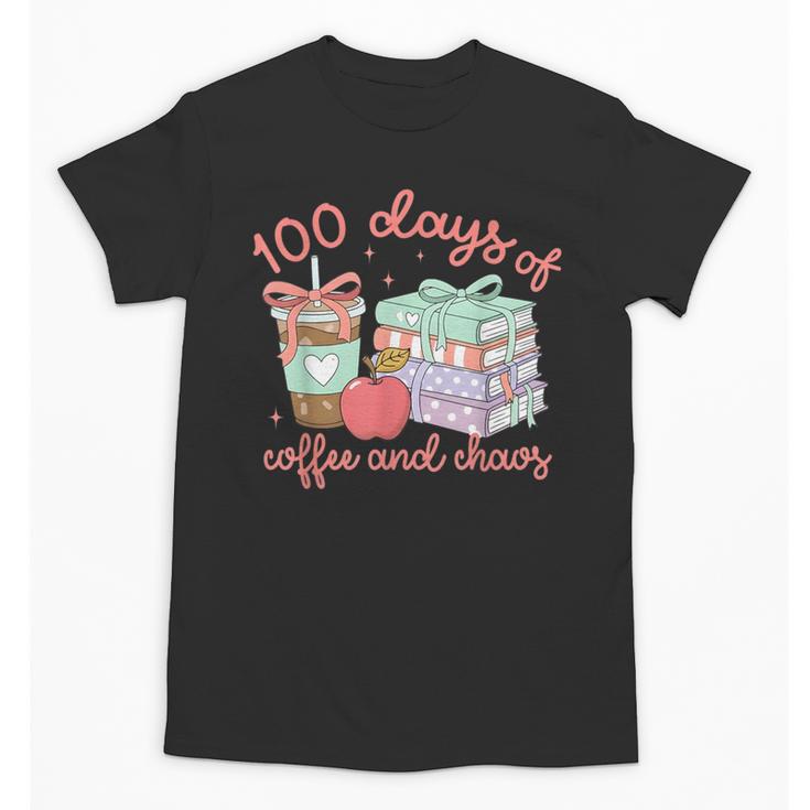 100 Days Of Coffee And Chaos Coquette Bow Book Apple Unisex T-Shirt