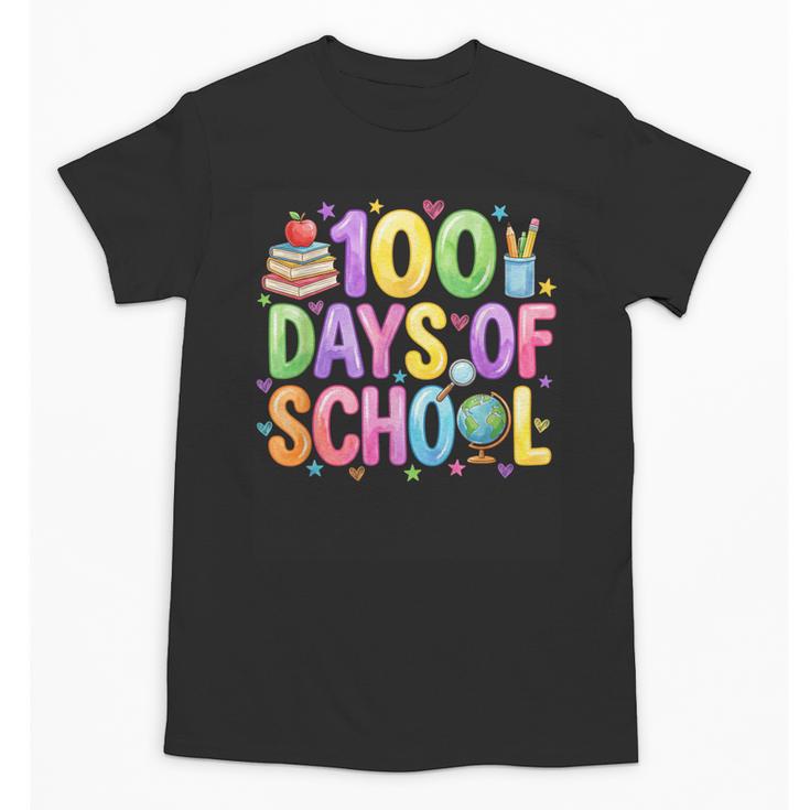100 Days Of School Book Pencil Teachers Girls Kids 100th Day Unisex T-Shirt