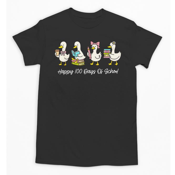 100 Days Of School Cute Goose Coffee Books Teacher Life Unisex T-Shirt