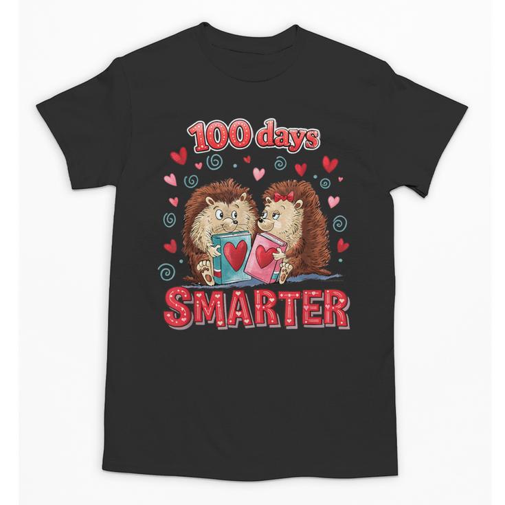 100 Days Smarter Shirt Cute Hedgehog Love Books School Tee Unisex T-Shirt