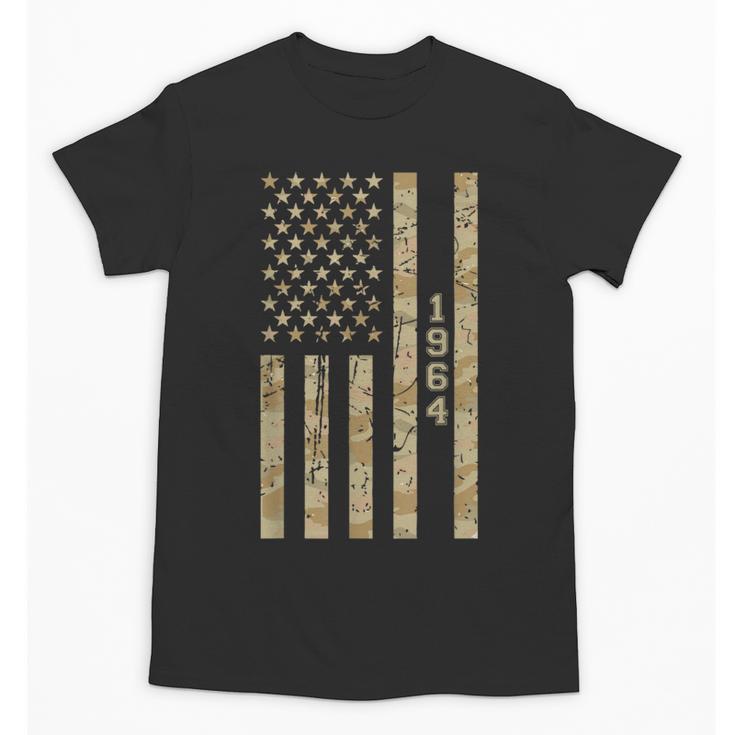1964 Year Nostalgia Desert Camo Distressed American Flag Unisex T-Shirt