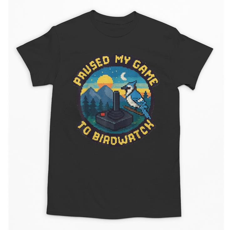 8-Bit Gamer Birder Blue Jay Arcade Nostalgia Nature Unisex T-Shirt