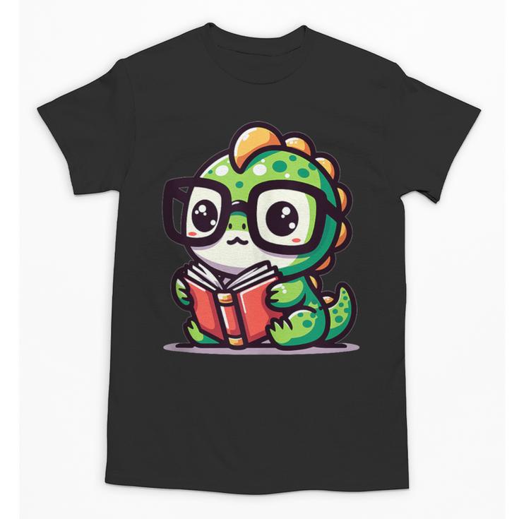 Adorable Book Lover Iguana With Reading Glasses Cute Unisex T-Shirt