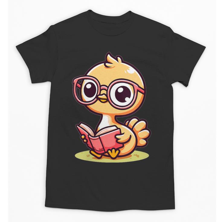 Adorable Book Lover Ostrich With Reading Glasses Cute Unisex T-Shirt