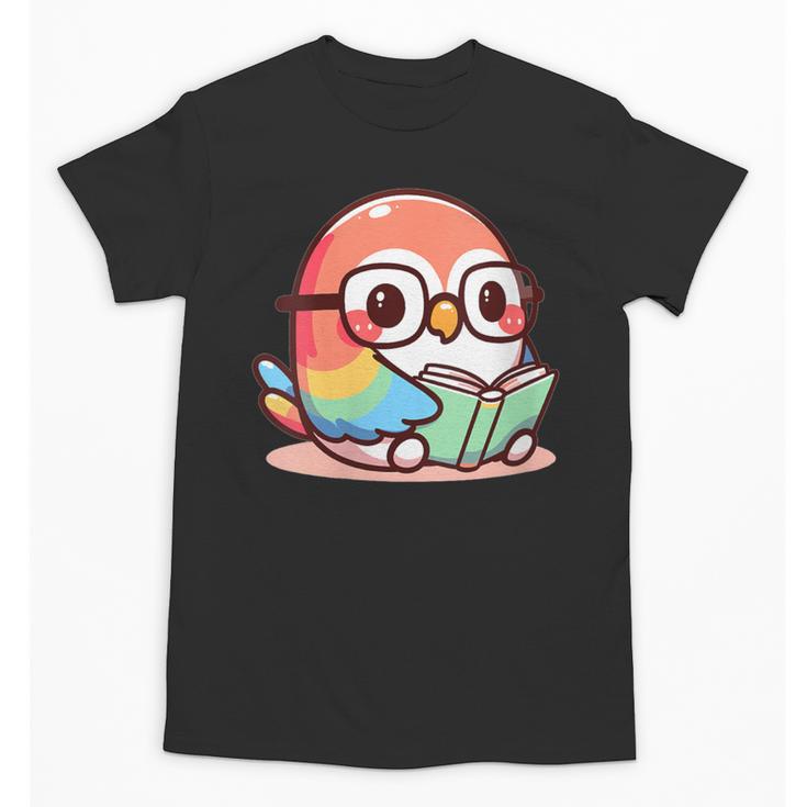 Adorable Book Lover Parrot With Reading Glasses Cute Unisex T-Shirt