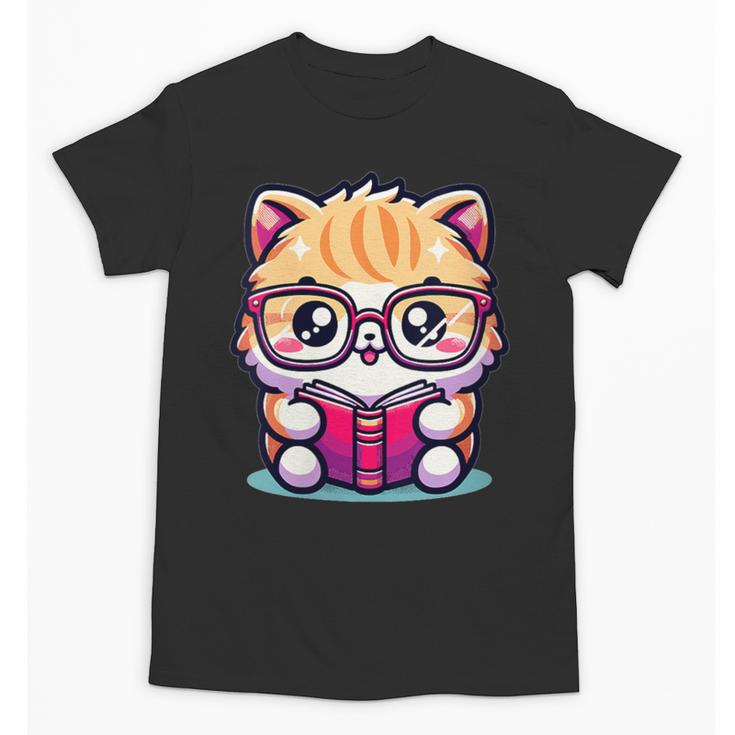 Adorable Book Lover Persian Cat With Reading Glasses Cute Unisex T-Shirt