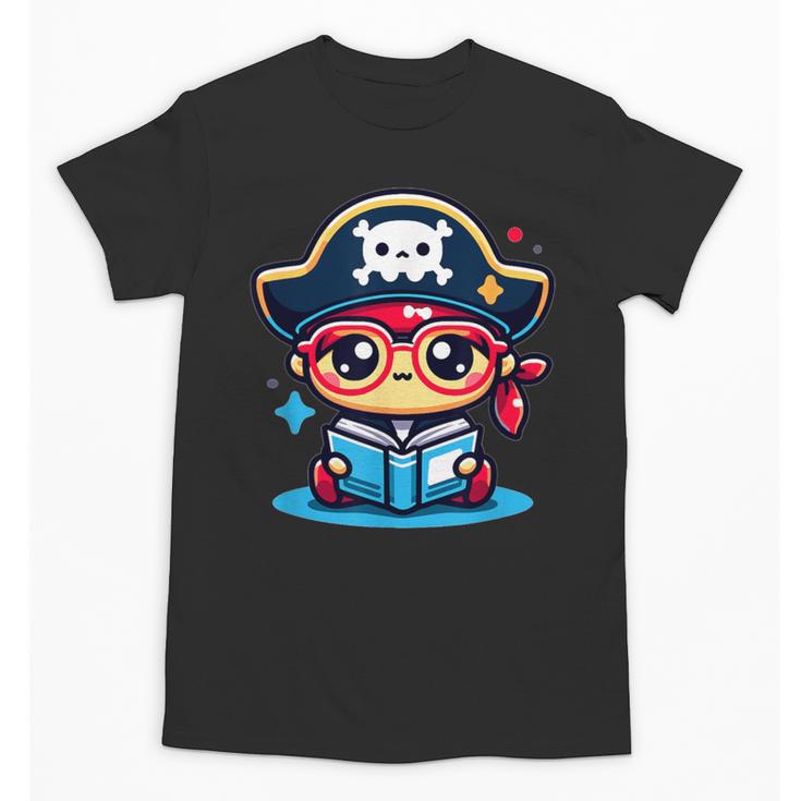 Adorable Book Lover Pirate With Reading Glasses Cute Unisex T-Shirt