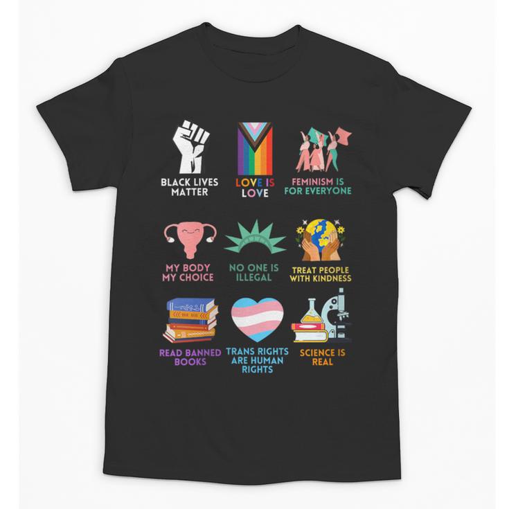 Ally Anti Trump Liberal BLM Love Is Love Banned Books Icons Unisex T-Shirt