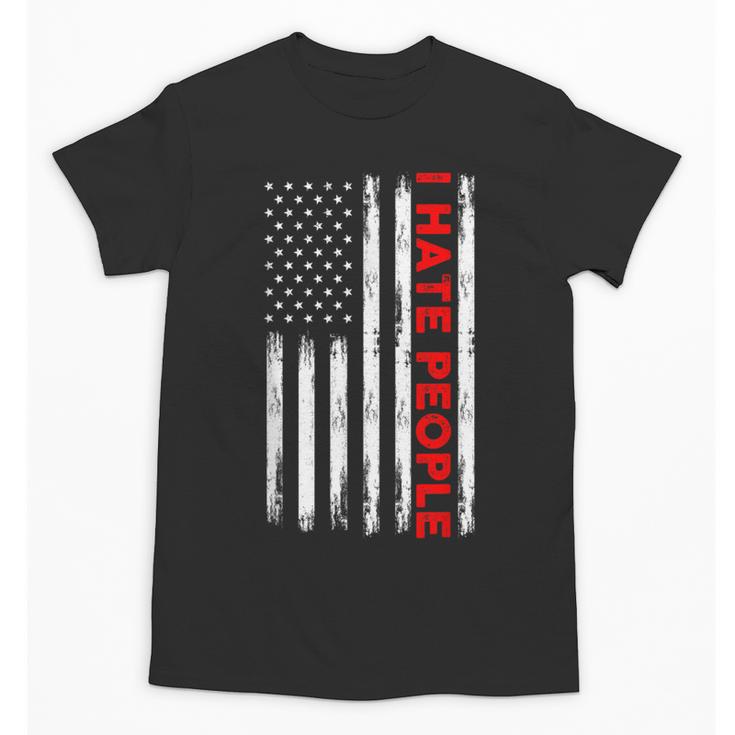 American Flag Loner Geeks Antisocial For Introvert Pride Unisex T-Shirt