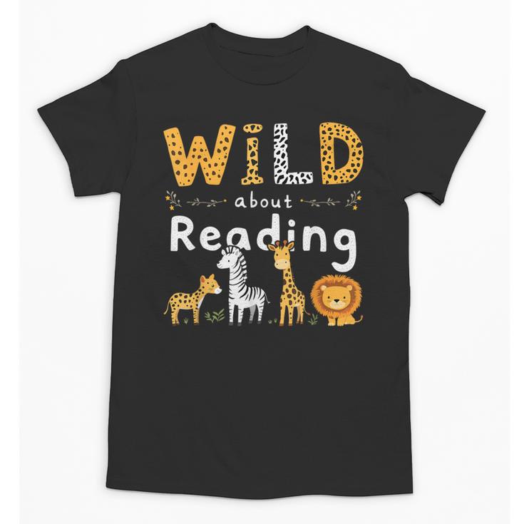 Animal Print Read A Book Character Kids Wild About Reading Unisex T-Shirt