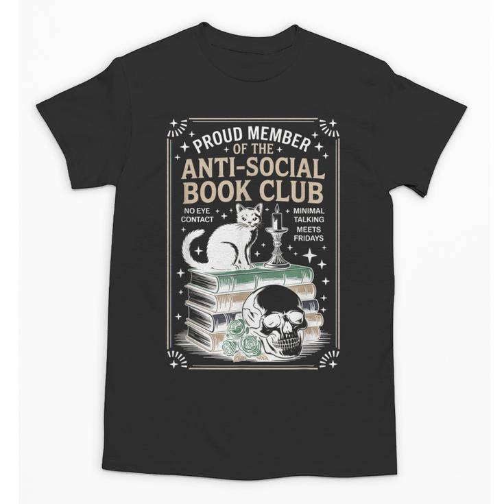 Anti-Social Book-Club Cat Graphic Unisex T-Shirt