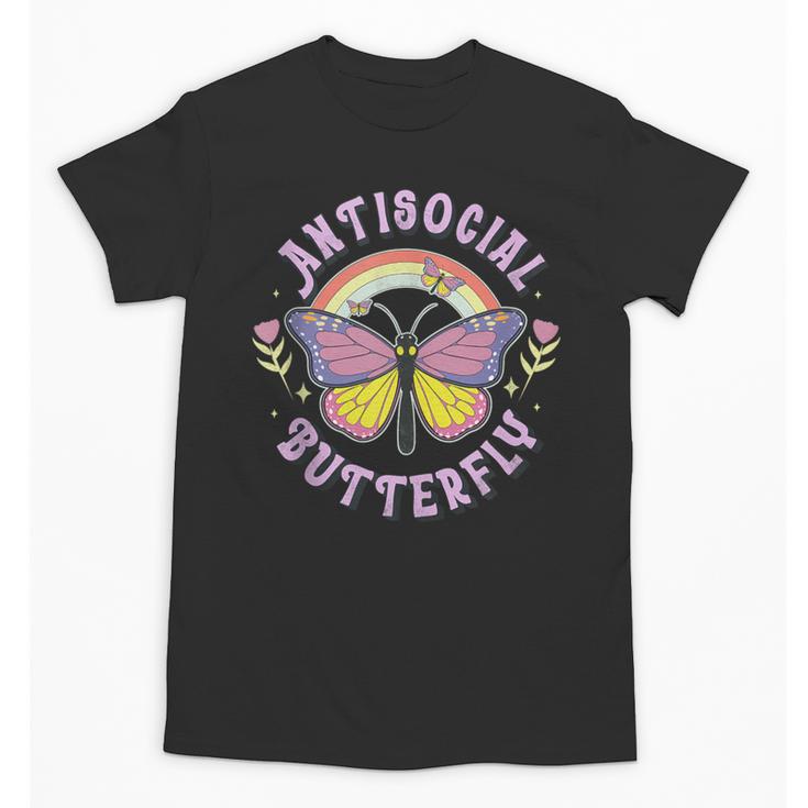 Antisocial Butterfly Groovy t For Introvert Men Women Girls Unisex T-Shirt