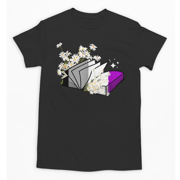 Asexual Book Lover LGBT Reading Pride Ace Flag Daisy Unisex T-Shirt