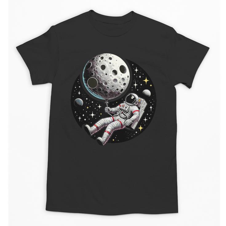 Astronaut Aesthetic Holding Moon Balloon Planets Introvert Unisex T-Shirt