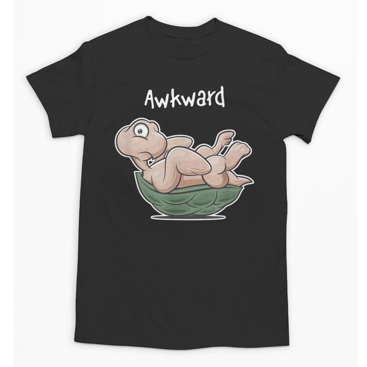 Awkward Turtle Upside Down Witty Comical Introvert Unisex T-Shirt