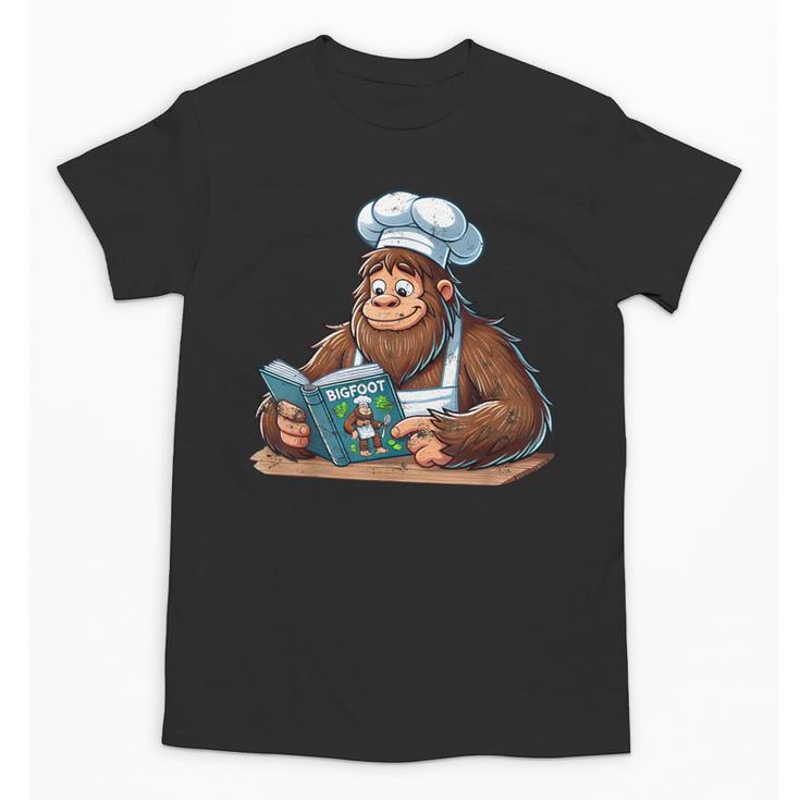 Bigfoot Reading a Cookbook Unisex T-Shirt