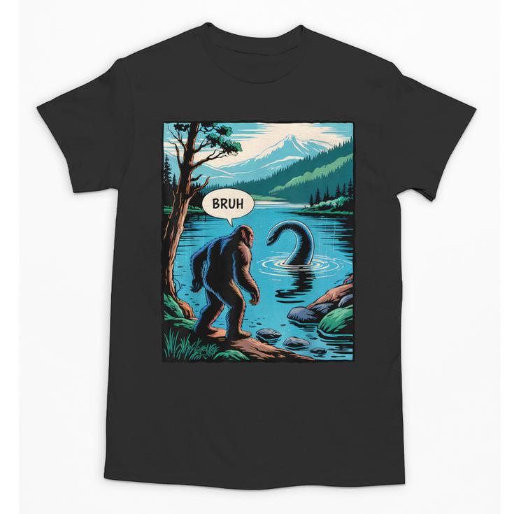 Bigfoot Sasquatch Loch Ness Monster Introvert Bruh Unisex T-Shirt
