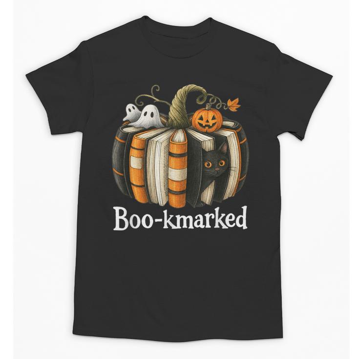Boo-Kmarked Fall Pumpkin Books Halloween Teacher Teaching Unisex T-Shirt