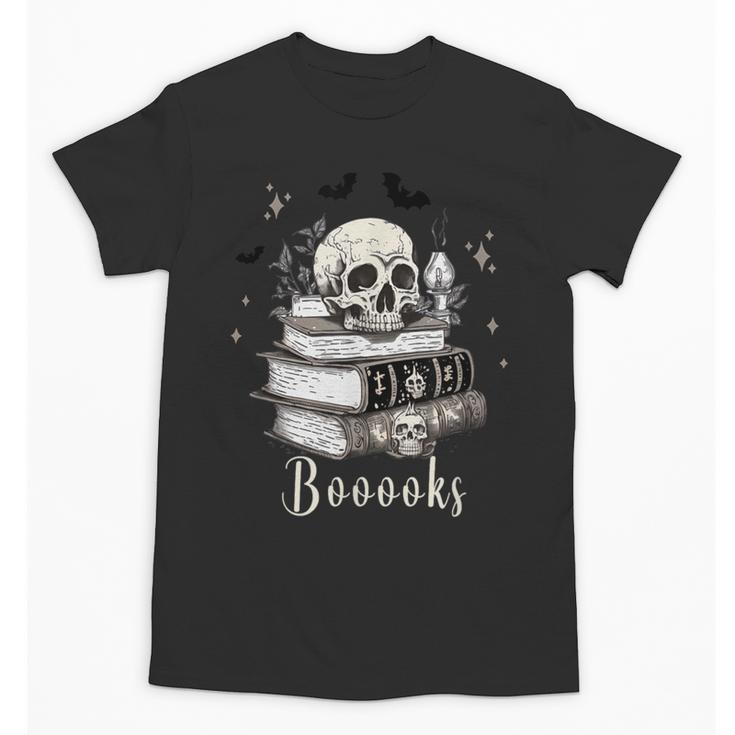 Boo Skeleton Skull Books Halloween Women School Teacher Kid Unisex T-Shirt