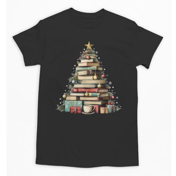 Book Christmas Tree Books Lovers Xmas Teacher Men Women Kids Unisex T-Shirt