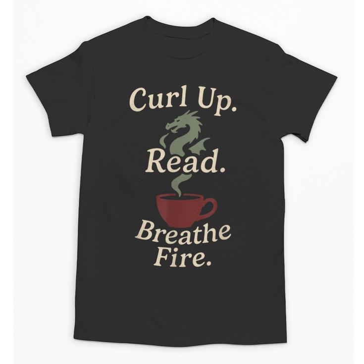 Book Dragon Fantasy Reader Cozy Reading Book Lover Dragon Unisex T-Shirt
