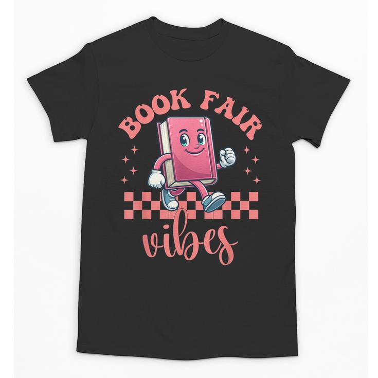 Book Fair Vibes School Librarian Retro 70s Reading Bookworm Unisex T-Shirt